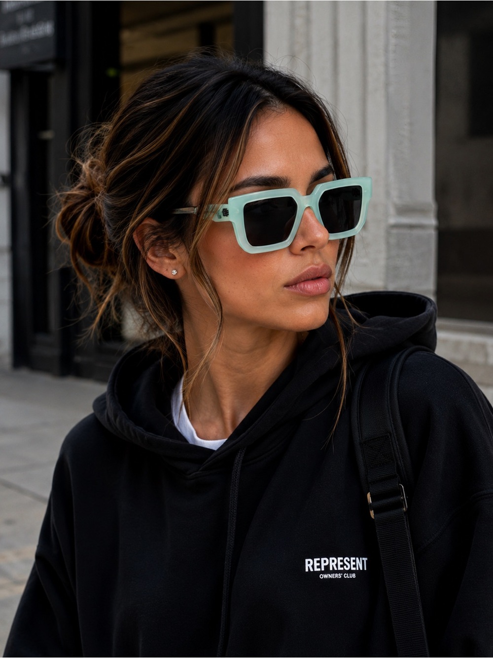 New Off White OERI146 Mint Green Oversized Square Sunglasses with Box